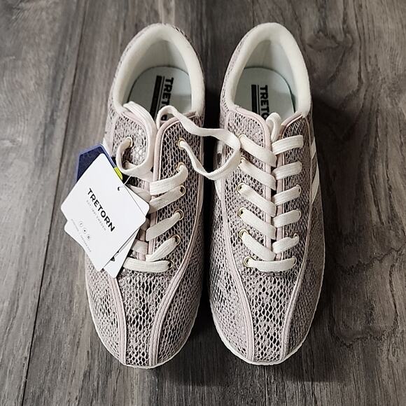 NEW Tretorn Womens 8.5 Diamond Back Nylite Plus Snakeskin Leather Lace Up - Picture 6 of 8